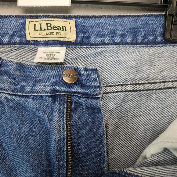 Vtg 90s-Y2K LL Bean Jeans Men's 33x31 100% Cotton Medium Wash Straight Leg Relax - Picture 3 of 9